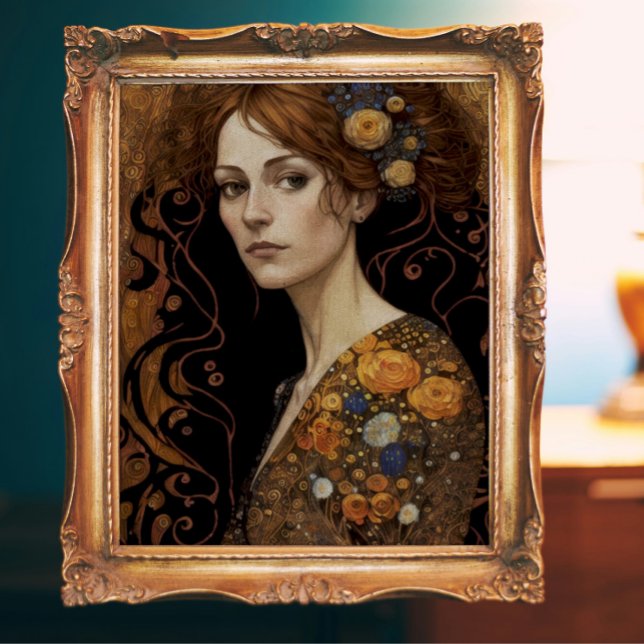 Papel De Seda Mulher Estilo Klimt com Desligamento de Flores (Criador carregado)