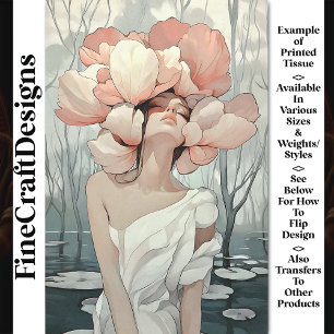 Papel De Seda Mulher Etérea Serena Coral, Creme CB9 Decoupage