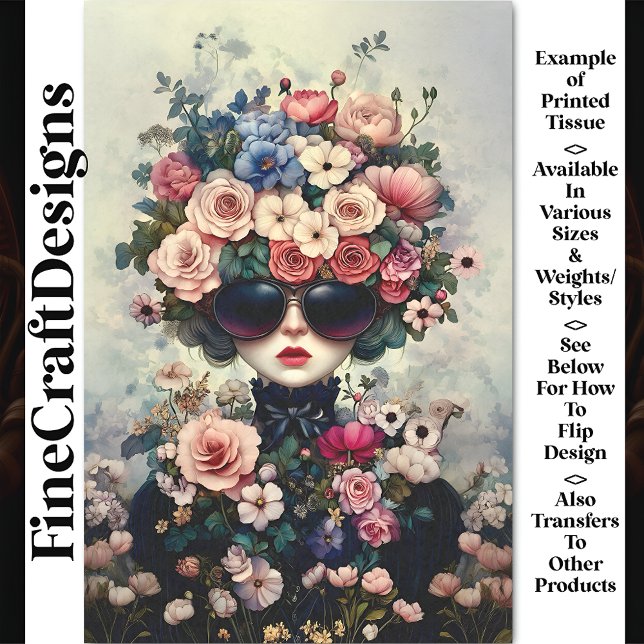 Papel De Seda Mulher Fantasia Chic Com Flores AJ3 Decoupage (Criador carregado)