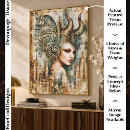 Papel De Seda Mulher Fantástica com Chifres, Decoupage de Academ