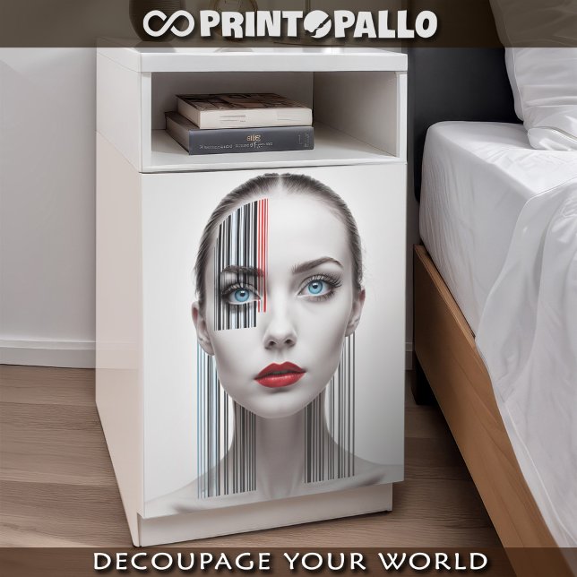 Papel De Seda Mulher futurista com código de barras (Criador carregado)