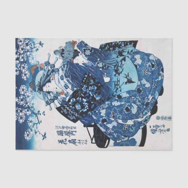 Papel De Seda Mulher Geisya Japonesa, Kuniyoshi, Ukiyo-e (Frente )