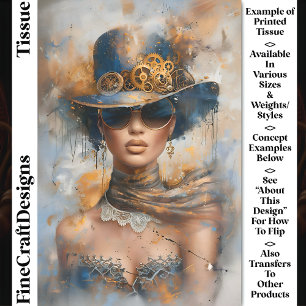 Papel De Seda Mulher Glam Steampunk de Chapéu, Óculos CV1 Decoup