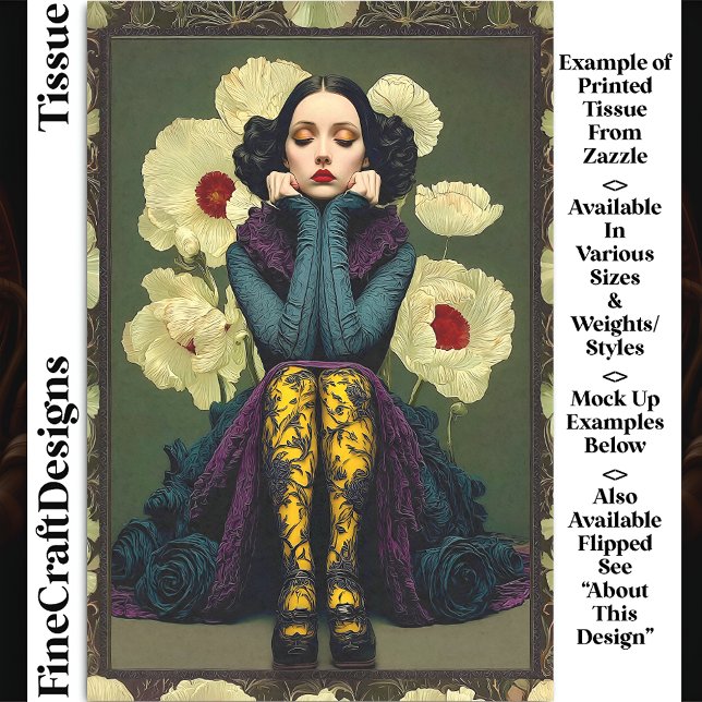 Papel De Seda Mulher Gótica com Poppies DQ6R Decoupage (Criador carregado)