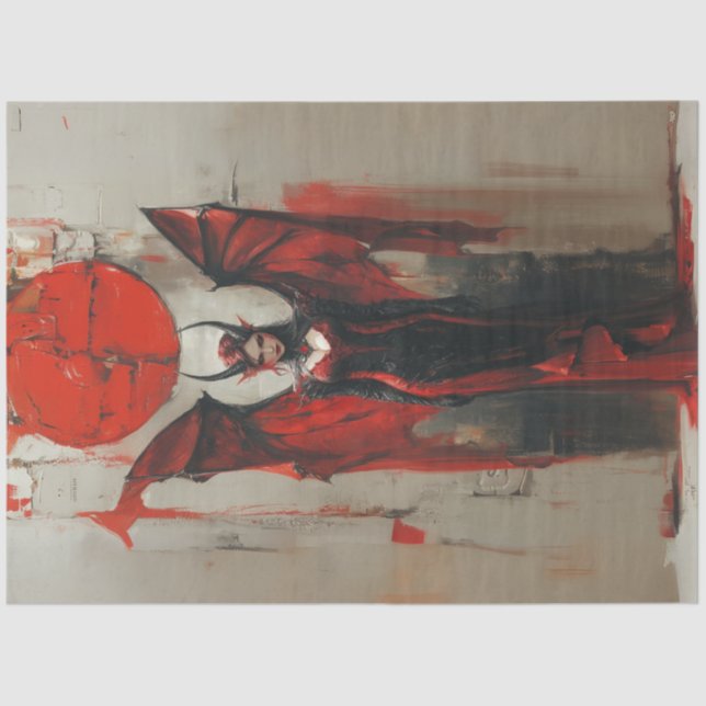 Papel De Seda Mulher Gótica em Vermelho (Frente )