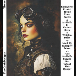 Papel De Seda Mulher Gótica Steampunk, Decoupagem Industrial EH9