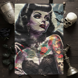 Papel De Seda Mulher Gótica Tatuada