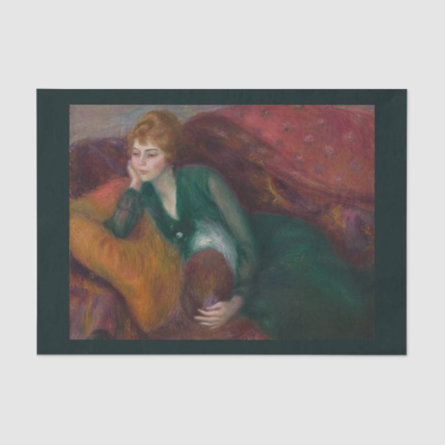 Papel De Seda Mulher jovem em verde, William James Glackens (Frente )