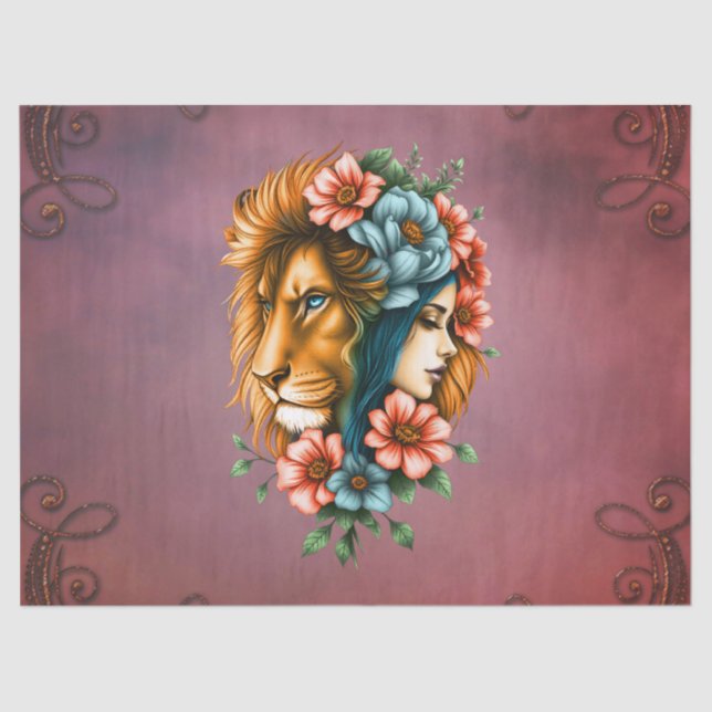 Papel De Seda Mulher maravilhosa cujo cabelo longo e fluido (Frente )