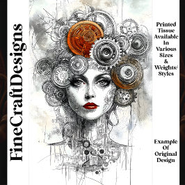 Papel De Seda Mulher Mecânica Steampunk Ephemera M9 Decoupage