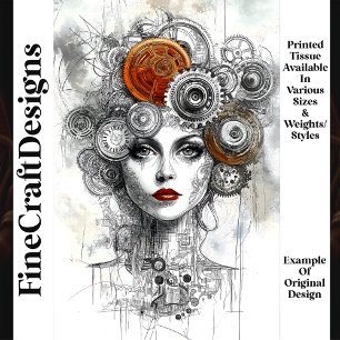Papel De Seda Mulher Mecânica Steampunk Ephemera M9 Decoupage