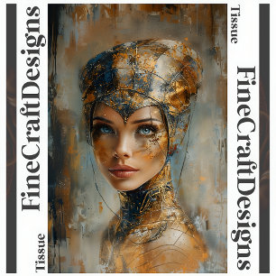 Papel De Seda Mulher Metálica Pintura a Óleo Decoupage Esquerda
