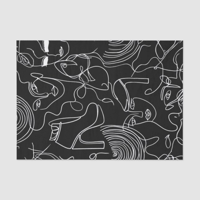 Papel De Seda Mulher Moderna, Arte Abstrata de Linha (Frente )