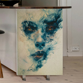 Papel De Seda Mulher na Nuvem Azul de Fumaça