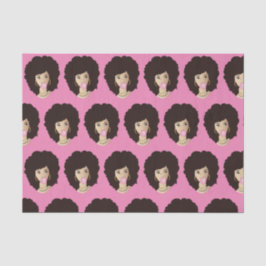 Papel De Seda Mulher Negra, Cabelo Natural, Bublegum Rosa, Rosa
