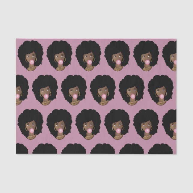 Papel De Seda Mulher Negra, Goma-Bolha Rosa-Picante, Roxo-Leve (Frente )