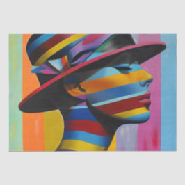 Papel De Seda Mulher no Chapéu Colorido 6 Silhueta em greve