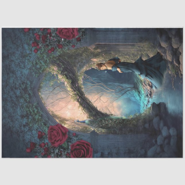 Papel De Seda Mulher no Pais Fantasia Retrato de Arte (Frente )