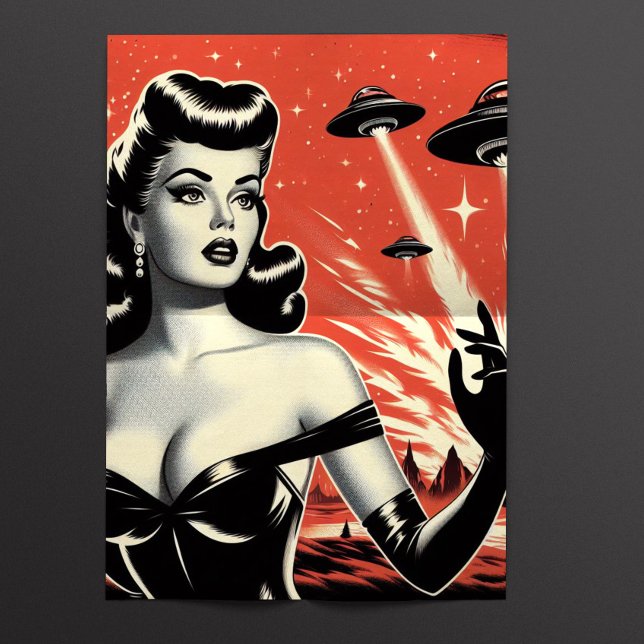 Papel De Seda Mulher OVNI Retro Pulp (Criador carregado)