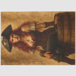 Papel De Seda Mulher Pirata de Cabelos Vermelhos Decoupage
