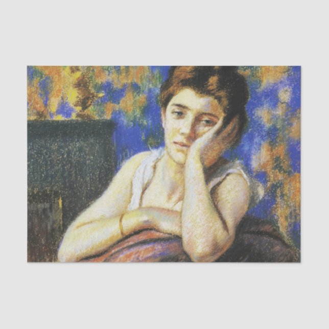 Papel De Seda Mulher que se inclina na cadeira (Frente )