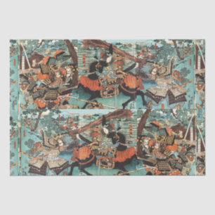 PAPEL DE SEDA MULHER SAMURAI TOMOE GOZEN HORSEBACK NA BATALHA
