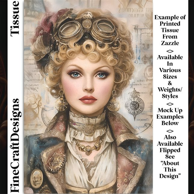 Papel De Seda Mulher Steampunk de Cabelo Crespo Colagem DM1L Dec (Criador carregado)