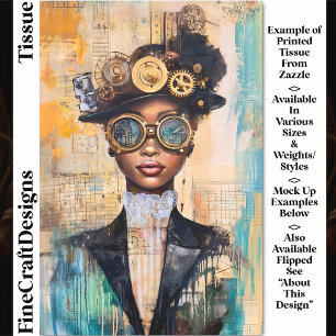 Papel De Seda Mulher Steampunk de Pele Escura Colagem DK1L Decou
