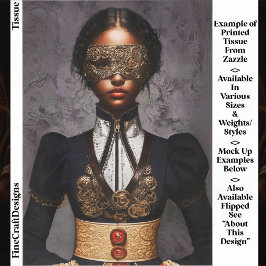 Papel De Seda Mulher Steampunk de Pele Morena com Máscara EM4L D