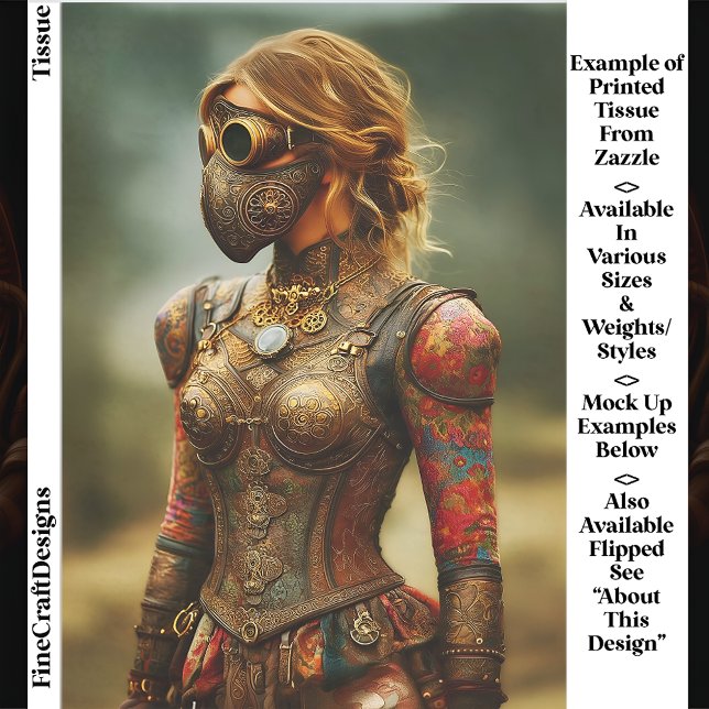 Papel De Seda Mulher Steampunk Dystopian, Armor EK3L Decoupage (Criador carregado)