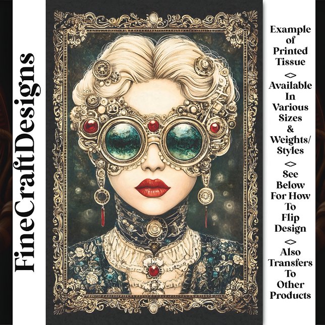 Papel De Seda Mulher Steampunk Glamorosa, Ornamentado POR8 Desli (Criador carregado)