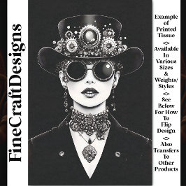Papel De Seda Mulher Steampunk Marcante Monocromia AC5 Decoupage
