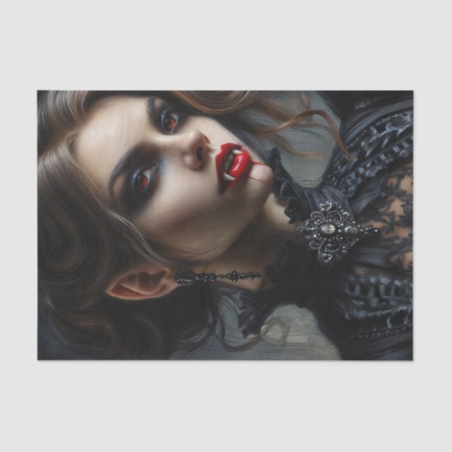 Papel De Seda Mulher-Vampiro Com Presas Gótica (Frente )