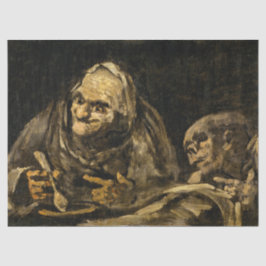 Papel De Seda Mulher Velha com Esqueleto (Morte) (Francisco Goya