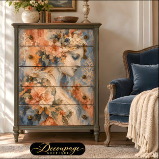 Papel De Seda Mulher Vintage Decoupage de Rosas de Pêssego