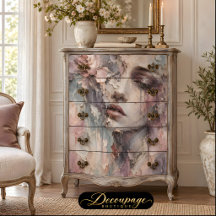 Mulher Vintage Decoupage Floral Pastel