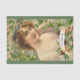 Papel De Seda Mulher vitoriana aflita no jardim