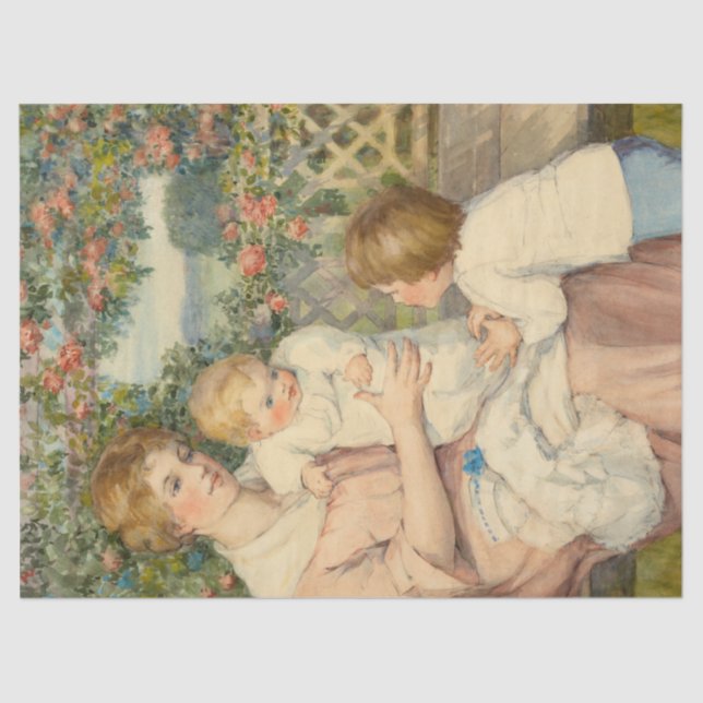 Papel De Seda Mulher Vitoriana e Crianças Desligam a Desvinculaç (Frente )