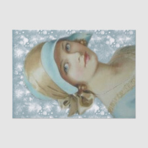 Papel De Seda Mulher vitoriana no chapéu azul claro e vestida