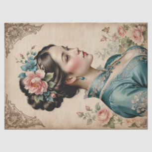 Papel De Seda Mulher Vitoriana Vintage Shabby Chic