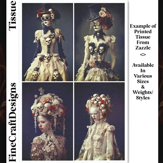 Papel De Seda Mulheres Barroco & Steampunk & Caveiras DQ7LF Deco (Criador carregado)