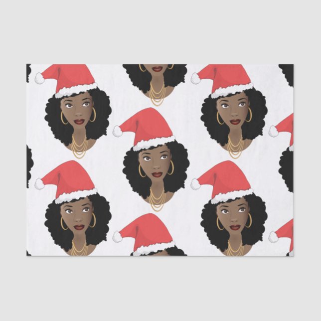 Papel De Seda Mulheres Negras, Chapéus de Natal Vermelho (Frente )