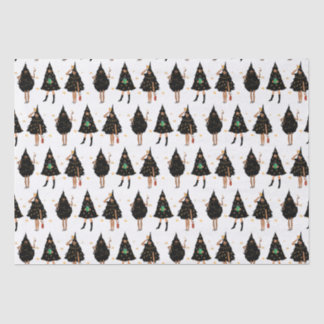 Papel De Seda Mulheres Negras Vestidas em Festa de Árvore de Nat