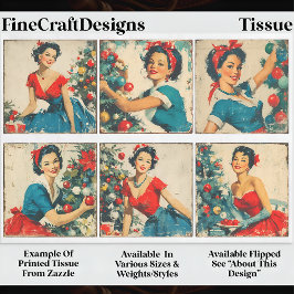 Papel De Seda Mulheres Pin-up de Natal Vintage 1950 EA7L Decoupa