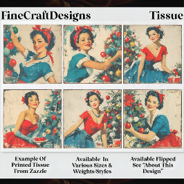 Papel De Seda Mulheres Pin-up de Natal Vintage 1950 EA7R Decoupa