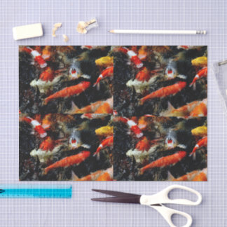 Papel De Seda Multi Colored Koi Fish Pond Tissue Paper