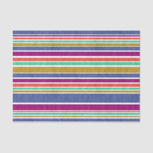 Papel De Seda Multi-Colored Textile Stripes (Frente )