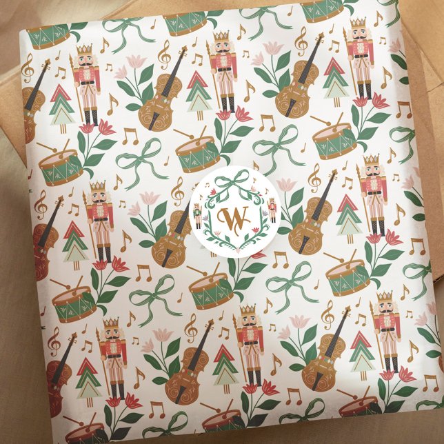 Papel De Seda Música de Fita de Natal do Moderno Nutcracker (Modern Nutcracker Christmas Bow Ribbon Music Tissue Paper)