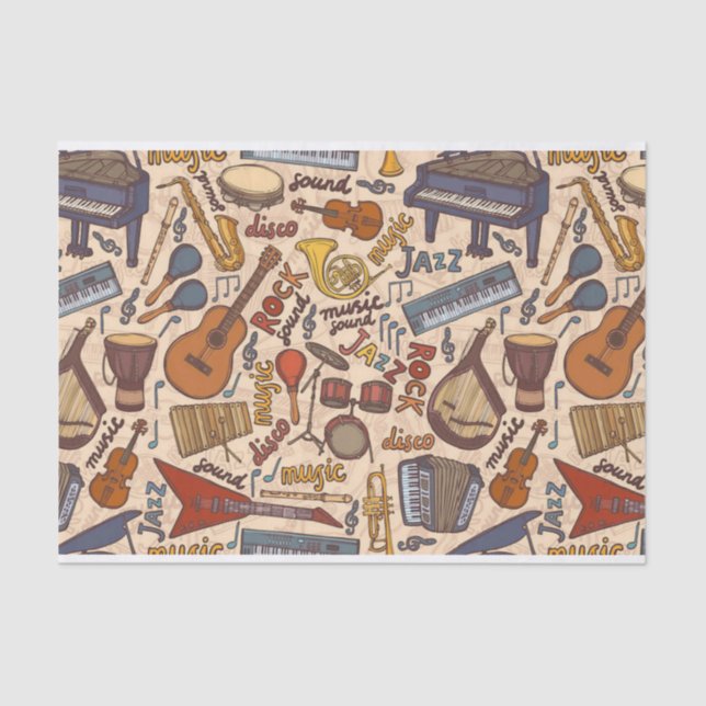 Papel De Seda Música Instrumento de música Músico Músico de padr (Frente )