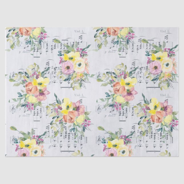 Papel De Seda Musical Floral (Frente )